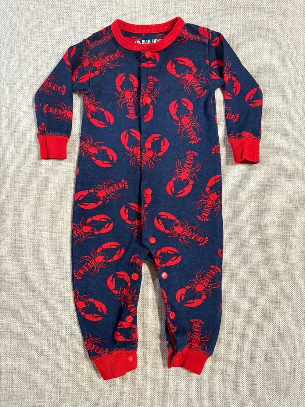 Little Blue House Lobster Print Baby Romper Pajamas 3-6M Cotton